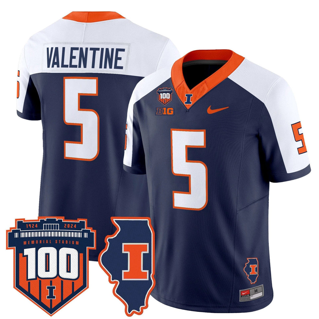 Ca'Lil Valentine Jersey #5 Illinois Fighting 100th Memorial Stadium Navy Alter by My Store