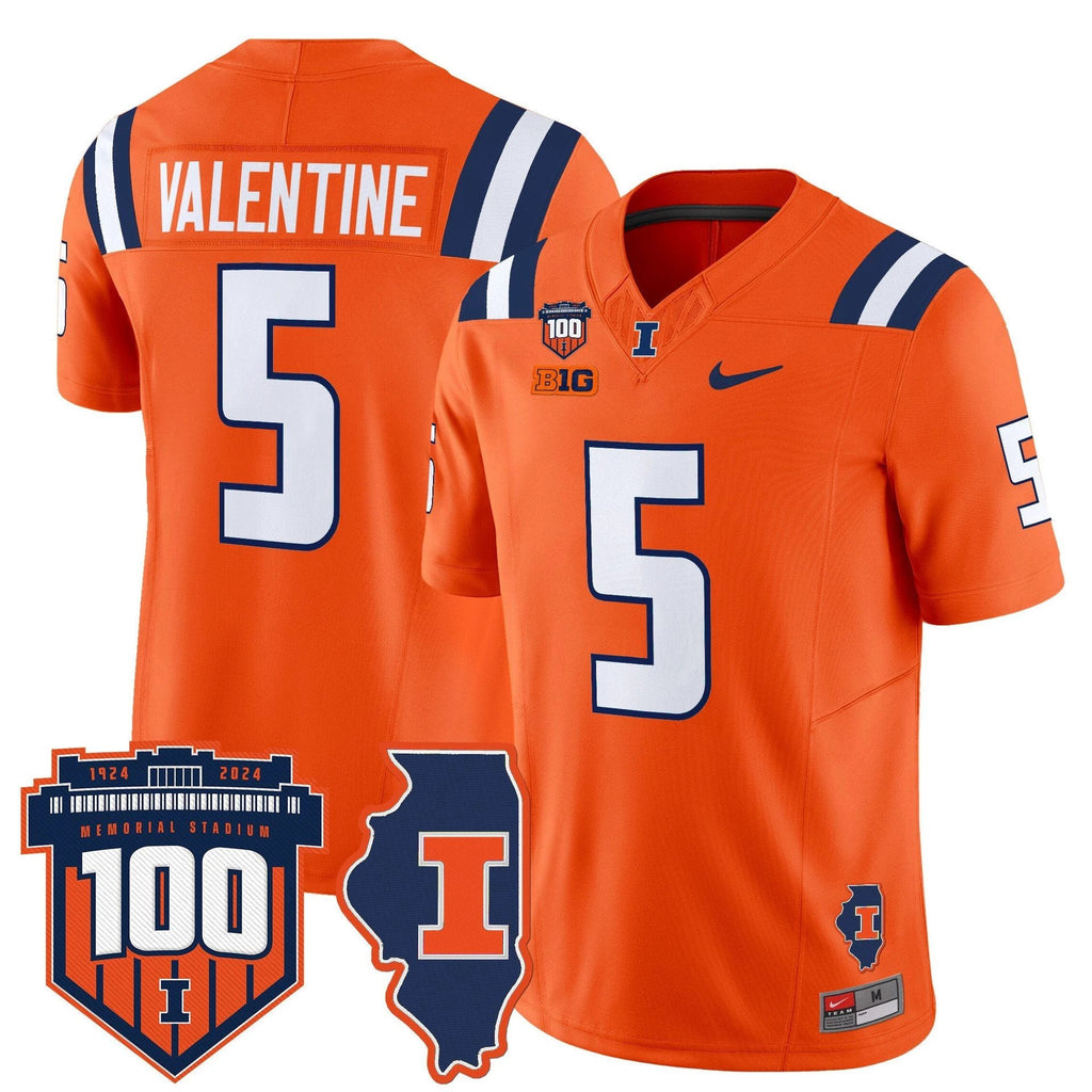 Ca'Lil Valentine Jersey #5 Illinois Fighting 100th Memorial Stadium Orange by My Store