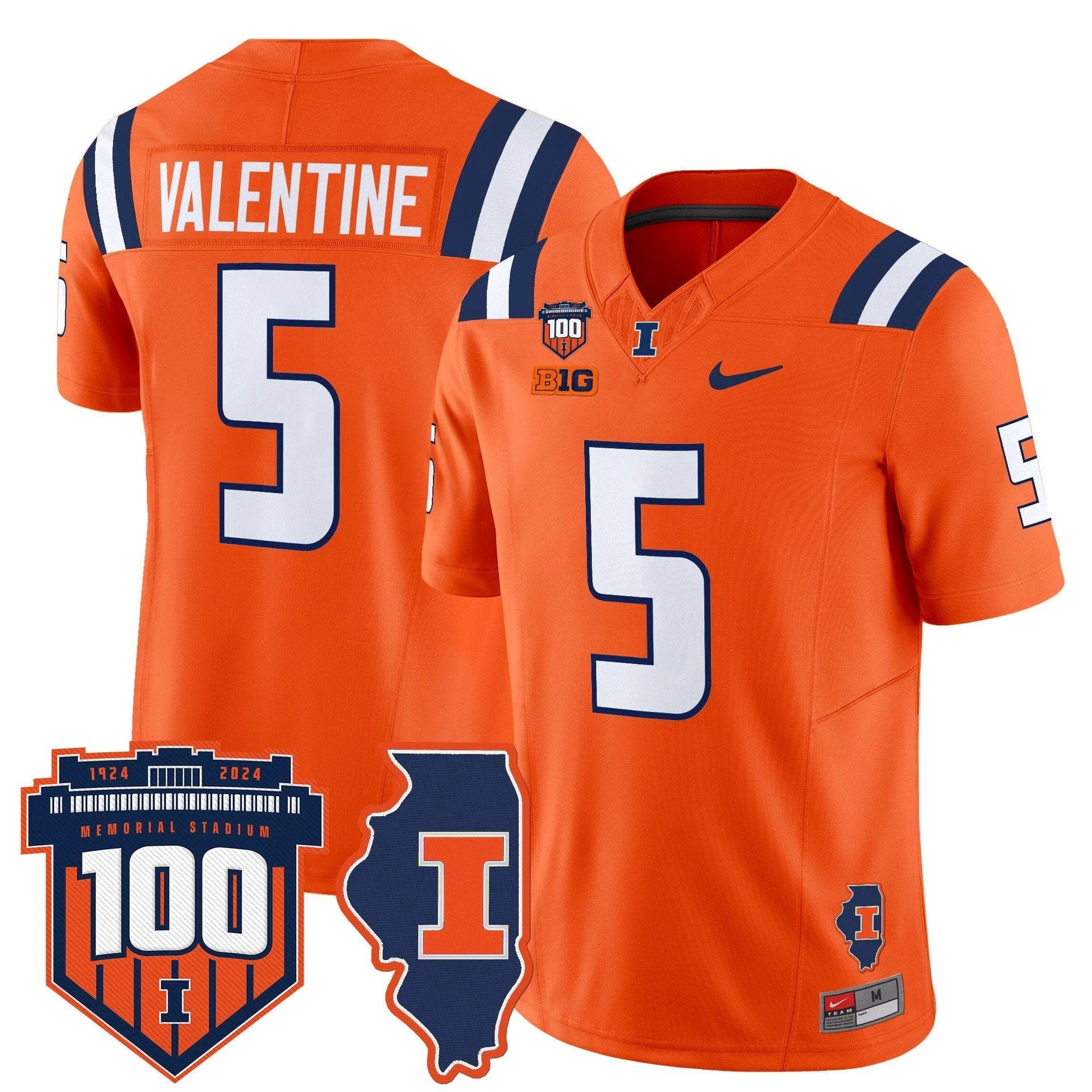 Ca'Lil Valentine Jersey #5 Illinois Fighting 100th Memorial Stadium Orange by My Store