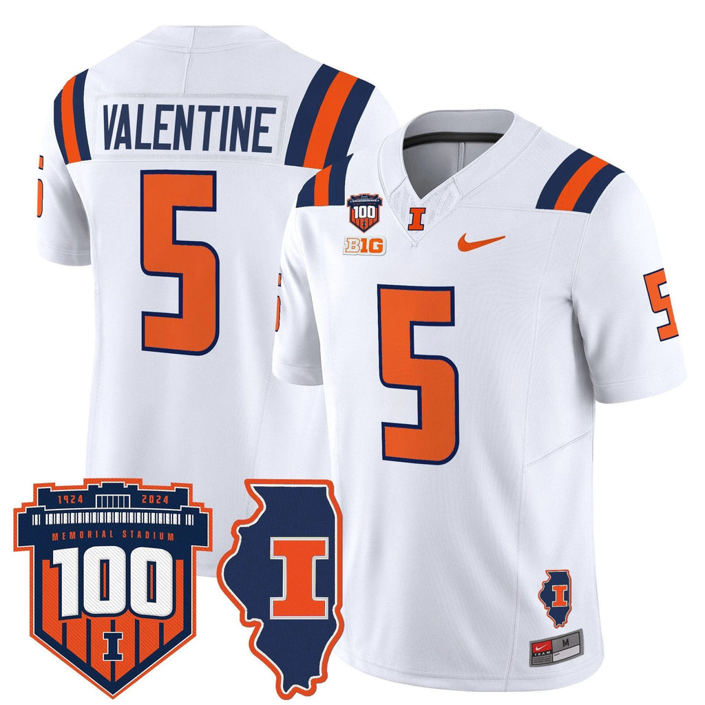 Ca'Lil Valentine Jersey #5 Illinois Fighting 100th Memorial Stadium White by My Store