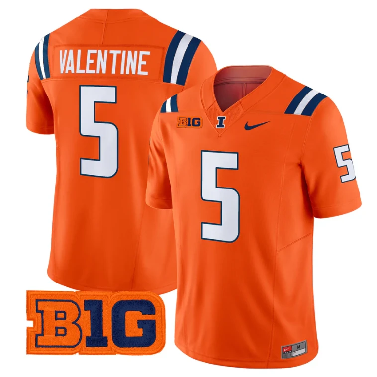 Ca'Lil Valentine Jersey #5 Illinois Fighting Illini 2025 Vapor Stitched by My Store NCAA Football Jerseys
