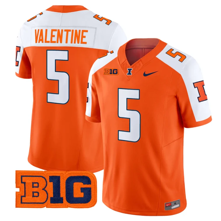 Ca'Lil Valentine Jersey #5 Illinois Fighting Illini 2025 Vapor Stitched by My Store NCAA Football Jerseys
