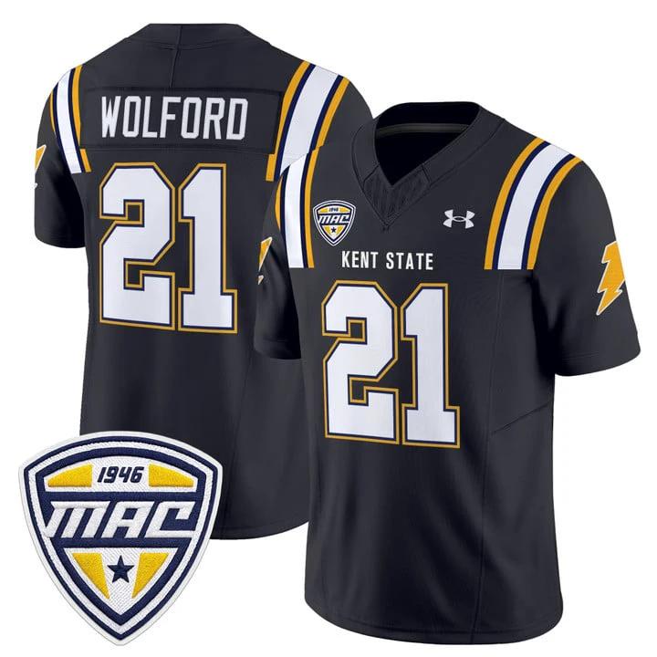 Cade Wolford Jersey #21 Kent State Golden Flashes 2025 Stitched by My Store NCAA Football Jerseys