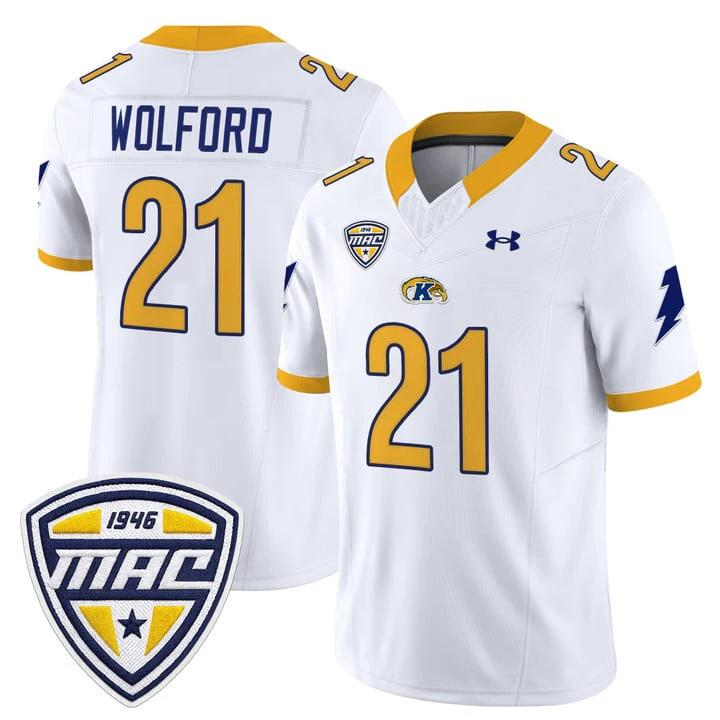 Cade Wolford Jersey #21 Kent State Golden Flashes 2025 Stitched by My Store NCAA Football Jerseys