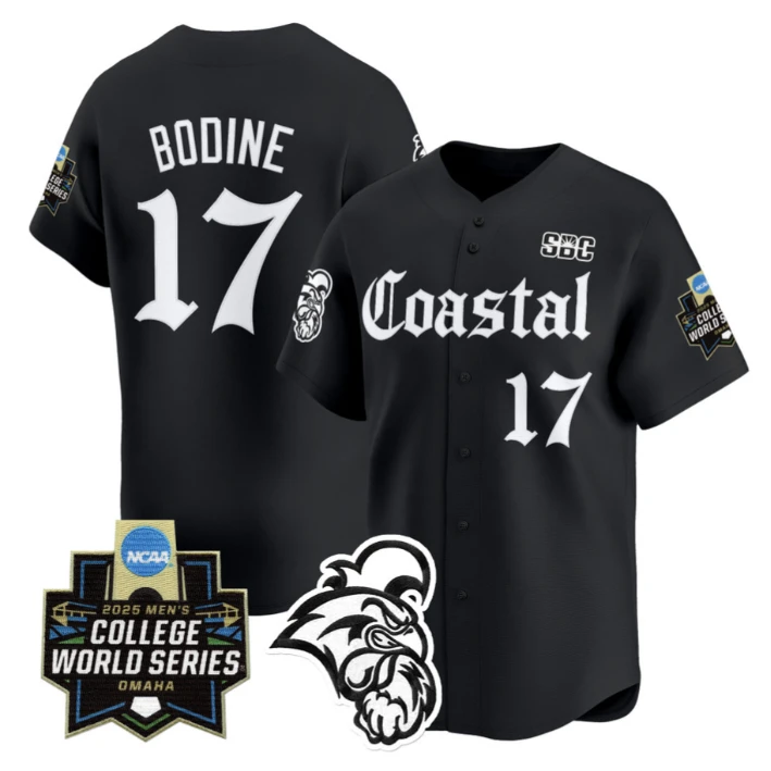 Caden Bodine Jersey #17 Coastal Carolina 2025 World Series Gothic Edition White by My Store