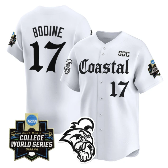 Caden Bodine Jersey #17 Coastal Carolina 2025 World Series Gothic Edition White by My Store