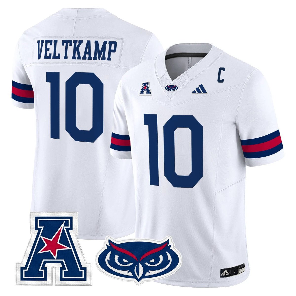Caden Veltkamp Jersey #10 Florida Atlantic Owls 2025 All Stitched White by My Store NCAA Football Jerseys