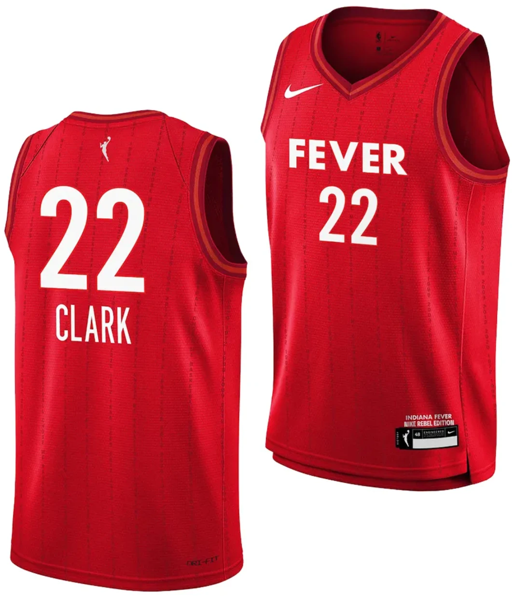 Caitlin Clark Jersey #22 Indiana Fever Basketball 2024 WNBA Draft Rebel Edition Stitched Red by My store basketball