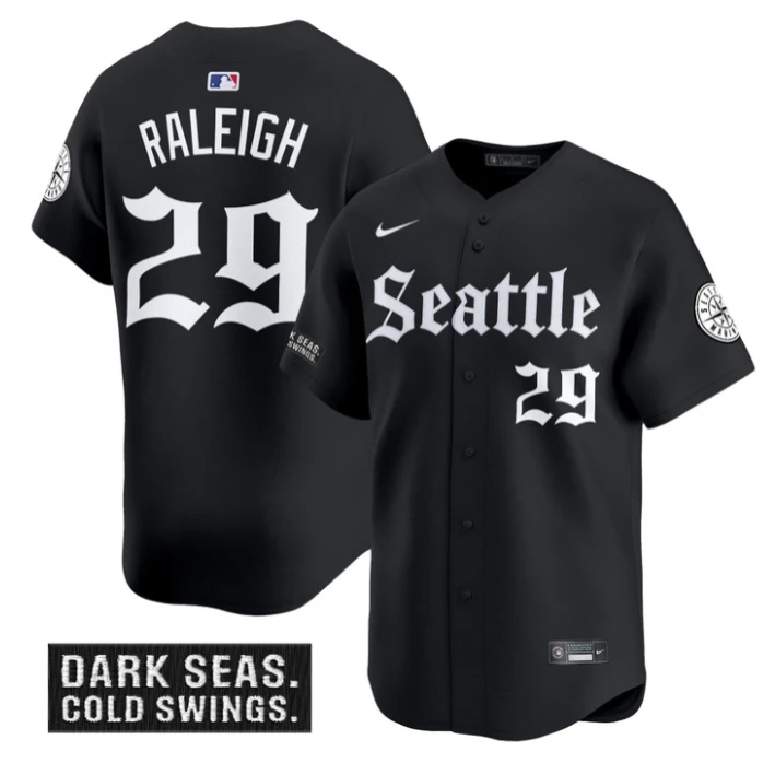 Cal Raleigh Jersey #29 Seattle Mariners Deep Sea Gothic Edition Limited Stitched Black by My Store
