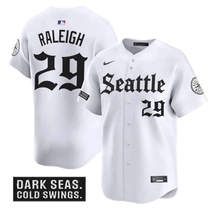 Cal Raleigh Jersey #29 Seattle Mariners Deep Sea Gothic Edition Limited Stitched White by My Store