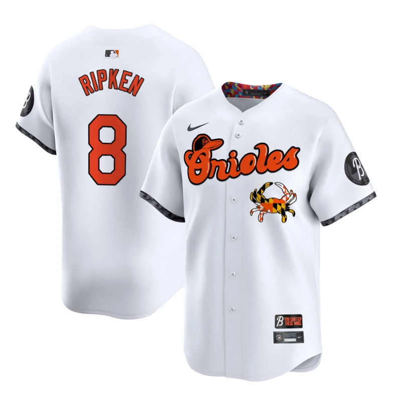 Cal Ripken Jersey #8 Baltimore Orioles Maryland Blue Crab Vapor Stitched White by My Store