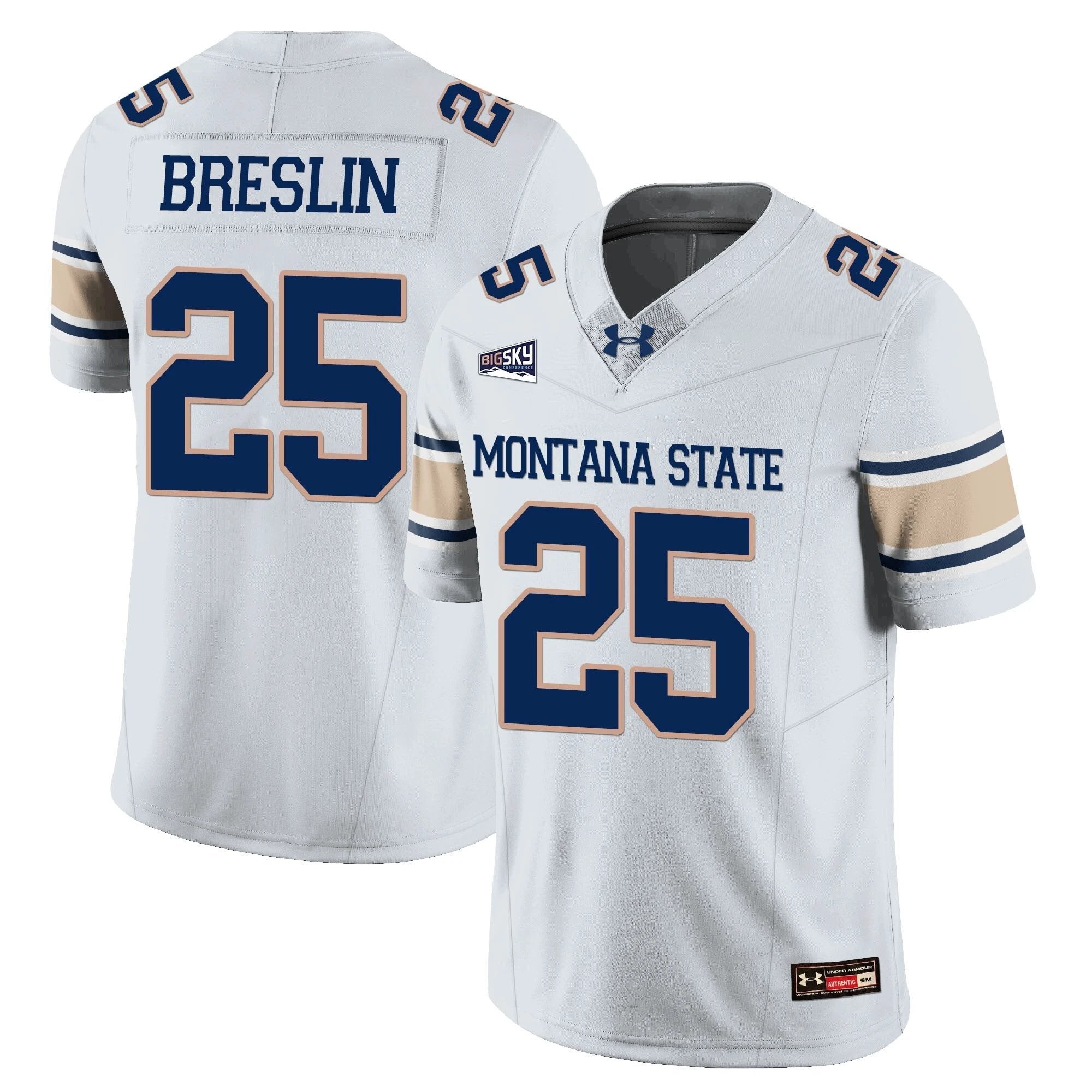 Cale Breslin Jersey #25 Montana State Bobcat Football 2025 Stitched White by NCAA Football Jersey