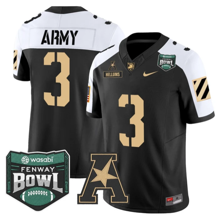 Cale Hellums Jersey #3 Army Black Knights 2025 Fenway Bowl Stitched Alternate by NCAA Football Jersey