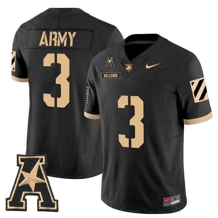 Cale Hellums Jersey #3 Army Black Knights 2025 Vapor Stitched by My Store NCAA Football Jerseys