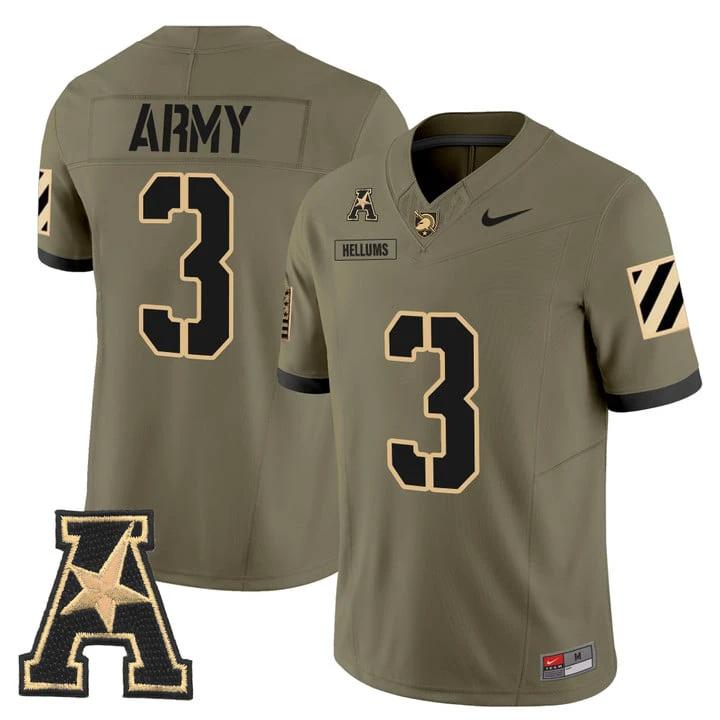 Cale Hellums Jersey #3 Army Black Knights 2025 Vapor Stitched by My Store NCAA Football Jerseys