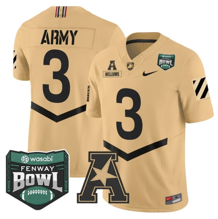 Cale Hellums Jersey #3 Army Black Knights 2025 Fenway Bowl Stitched by My Store NCAA Football Jerseys