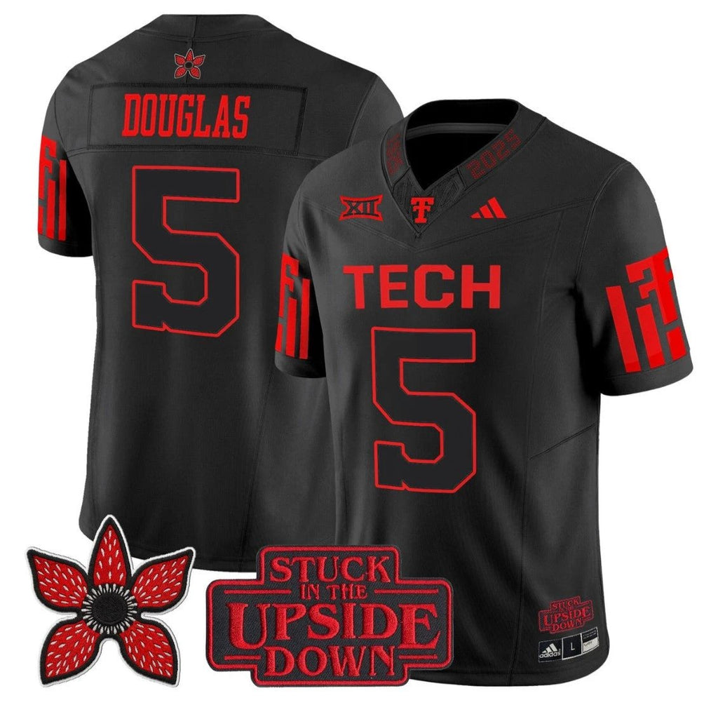 Caleb Douglas Jersey #5 Texas Tech Red Raiders Stranger Things Edition Stitched by My Store NCAA Football Jerseys