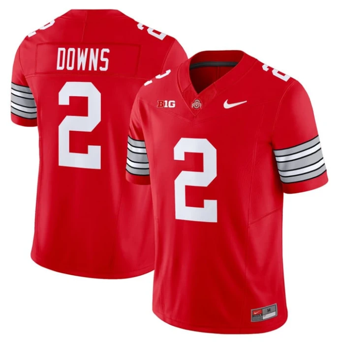 Caleb Downs Jersey #2 Ohio State Heritage Stripe 2025-26 Stitched Red by NCAA Football Jersey