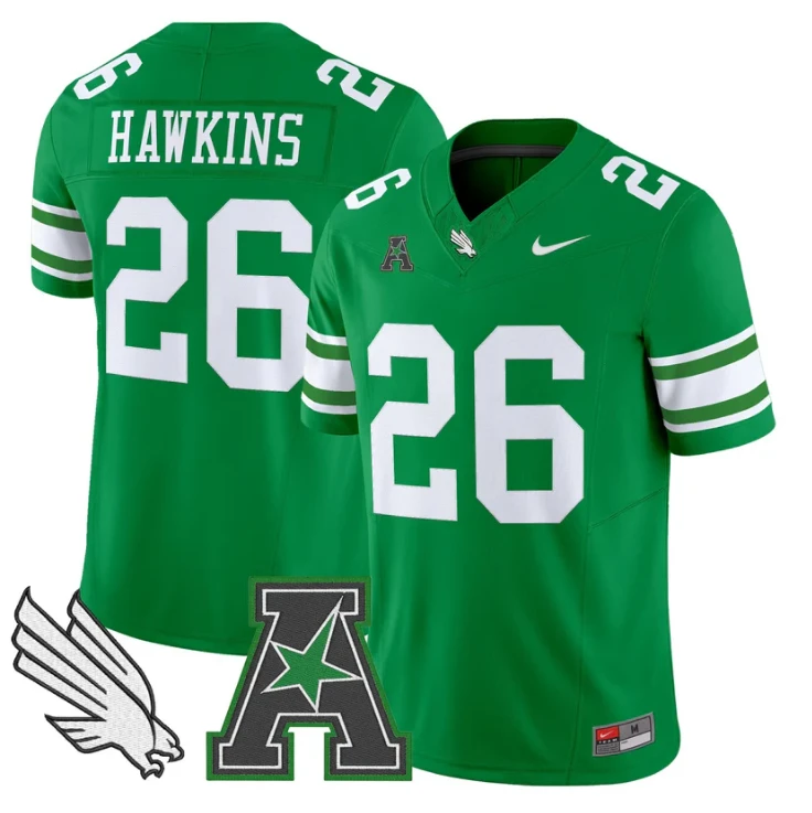 Caleb Hawkins Jersey #26 North Texas Mean Green 2025 Vapor Stitched Green by My Store NCAA Football Jerseys