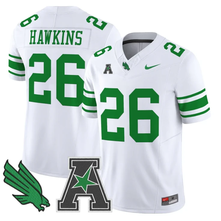 Caleb Hawkins Jersey #26 North Texas Mean Green 2025 Vapor Stitched White by My Store NCAA Football Jerseys