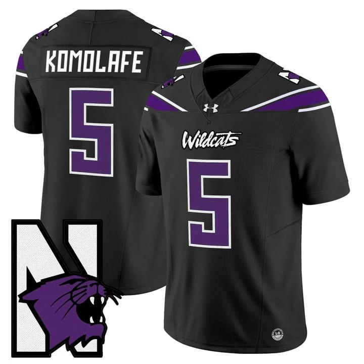 Caleb Komolafe Jersey #5 Northwestern Wildcats Honoring 95 Stitched Black by NCAA Football Jersey