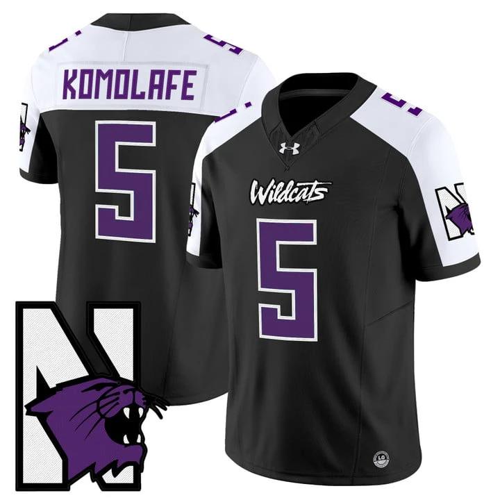 Caleb Komolafe Jersey #5 Northwestern Wildcats Honoring 95 Stitched Black Alternate by NCAA Football Jersey