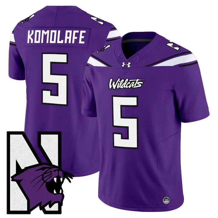 Caleb Komolafe Jersey #5 Northwestern Wildcats Honoring 95 Stitched Purple by NCAA Football Jersey