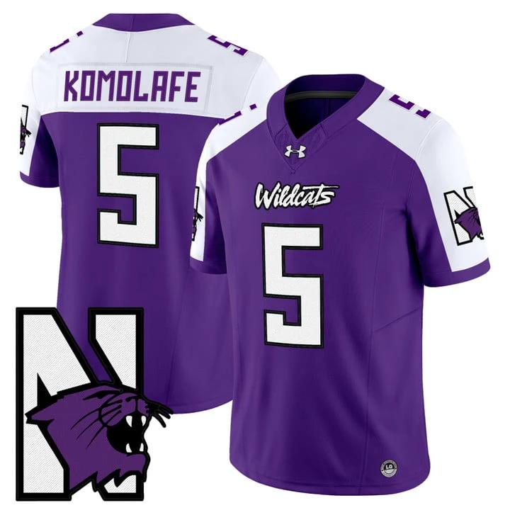 Caleb Komolafe Jersey #5 Northwestern Wildcats Honoring 95 Stitched Purple Alternate by NCAA Football Jersey