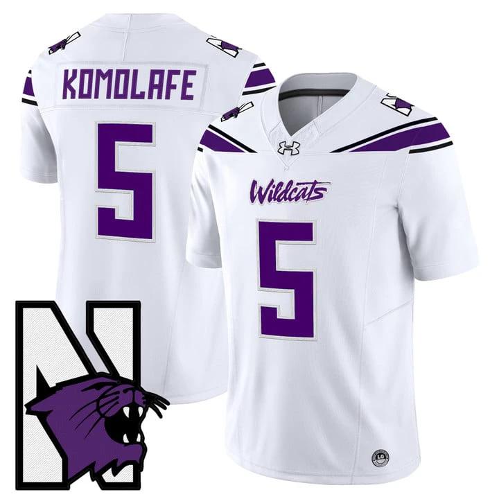 Caleb Komolafe Jersey #5 Northwestern Wildcats Honoring 95 Stitched White by NCAA Football Jersey