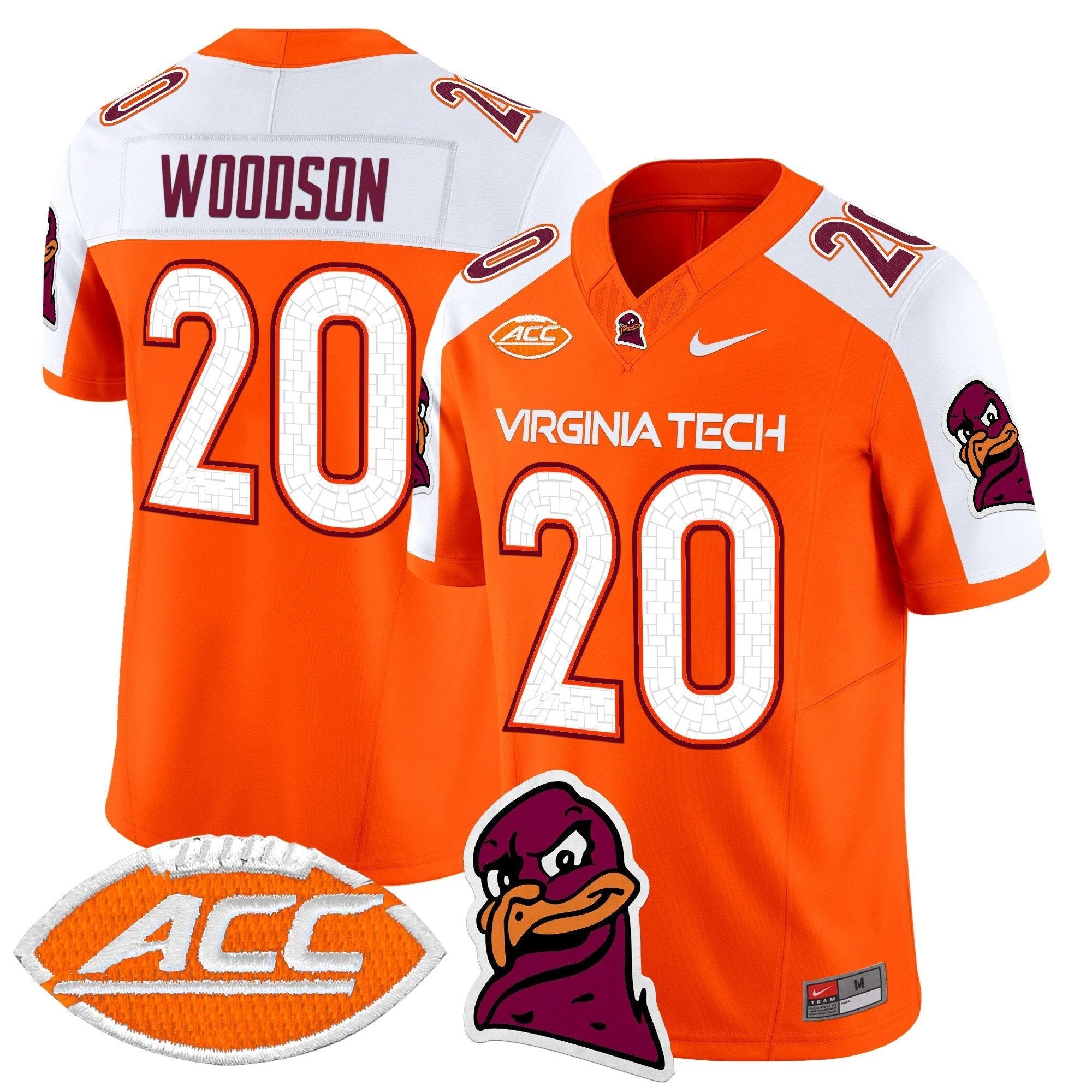 Caleb Woodson Jersey #20 Virginia Tech Hokies 2025 Stitched Orange Alternate by NCAA Football Jersey