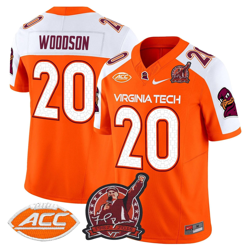Caleb Woodson Jersey #20 Virginia Tech Hokies Coach Frank Beamer 2025 Orange Alter by My Store