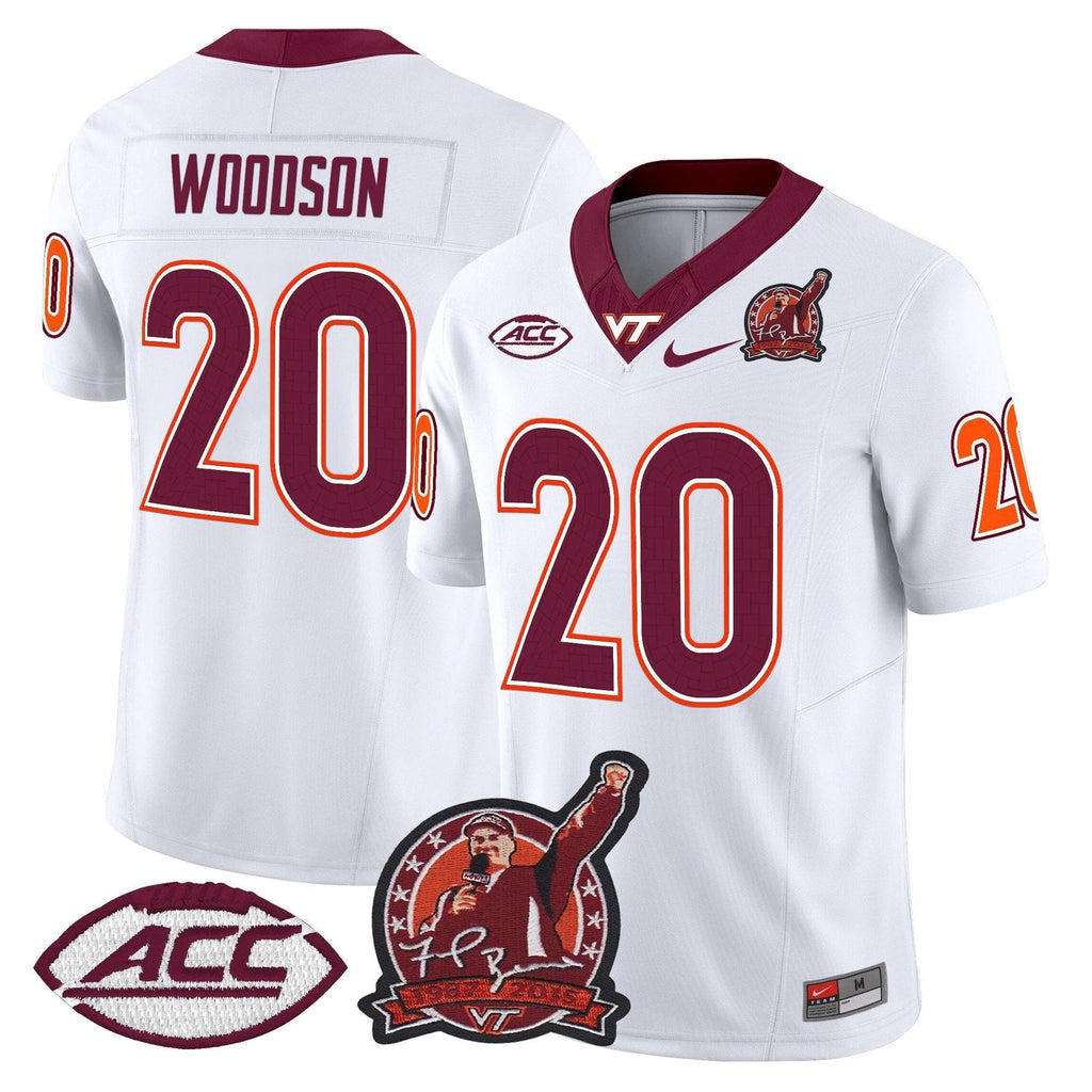 Caleb Woodson Jersey #20 Virginia Tech Hokies Coach Frank Beamer 2025 White by My Store