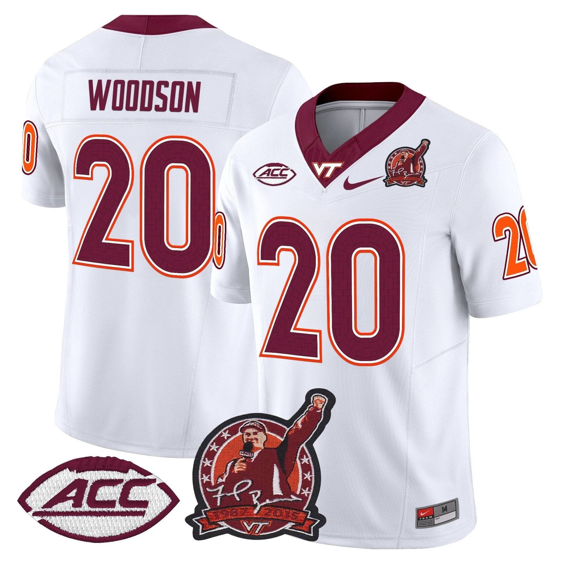 Caleb Woodson Jersey #20 Virginia Tech Hokies Coach Frank Beamer 2025 White by My Store
