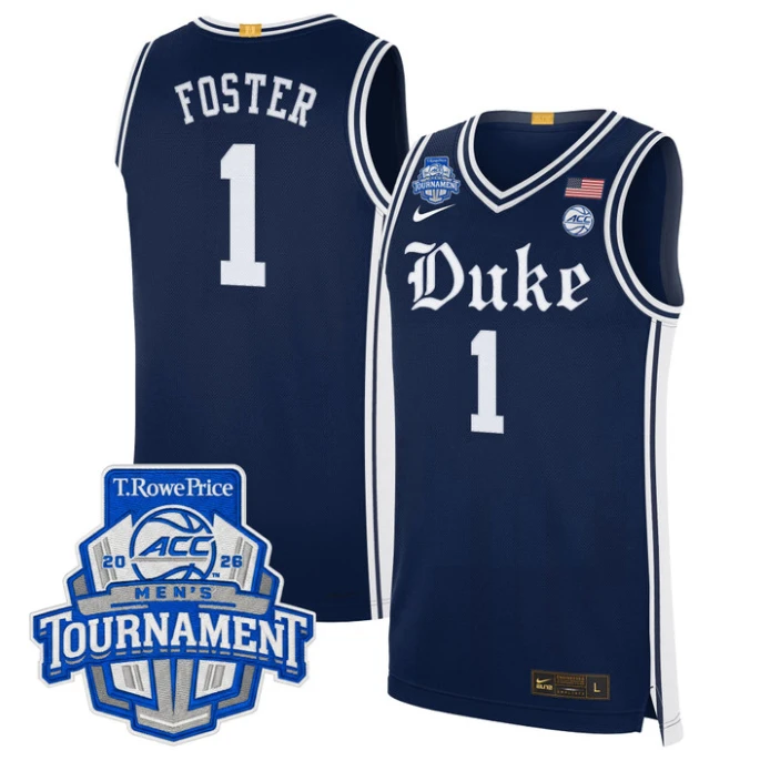Caleb Foster Jersey #1 Duke Blue Devils 2026 ACC Tournament Stitched by My store basketball