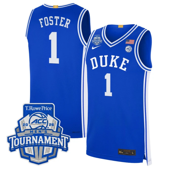 Caleb Foster Jersey #1 Duke Blue Devils 2026 ACC Tournament Stitched by My store basketball