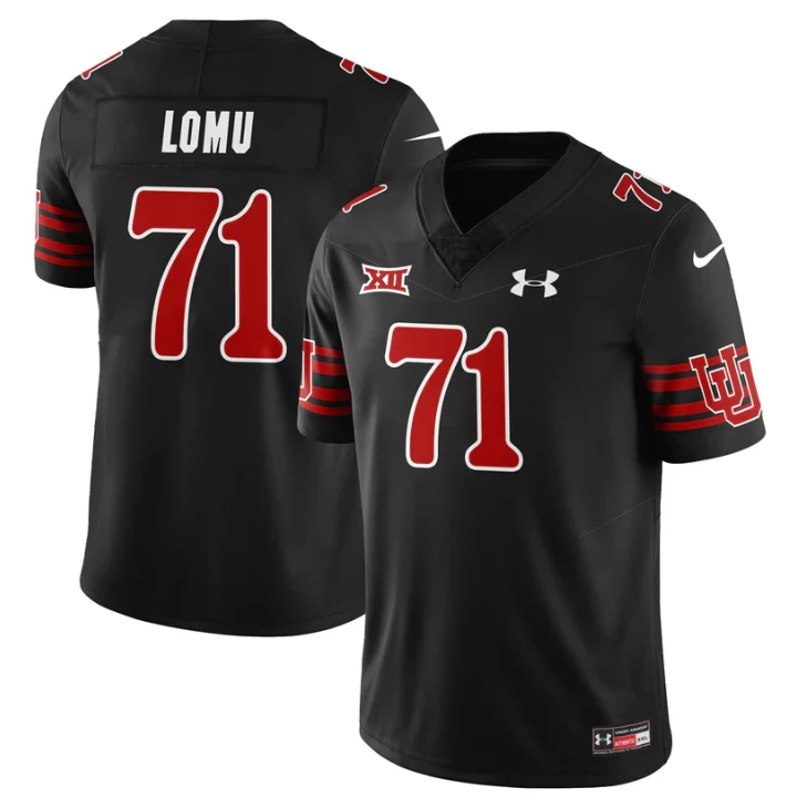 Caleb Lomu Jersey #71 Utah Football 2025 Dark Mode Limited Stitched by My Store NCAA Football Jerseys