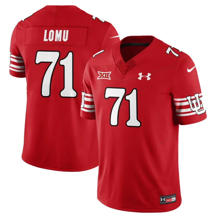Caleb Lomu Jersey #71 Utah Football 2025 Dark Mode Limited Stitched by My Store NCAA Football Jerseys