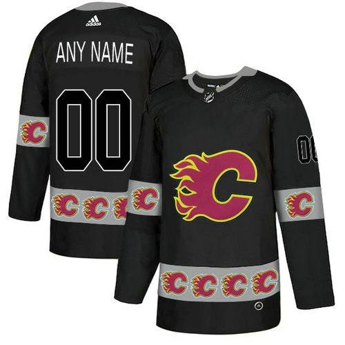 Calgary Flames Custom Black Team Logos Fashion Jersey by Hockey David