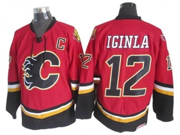 Calgary Flames #12 Jarome Iginla Red 2007 Vintage CCM Jersey by Hockey David