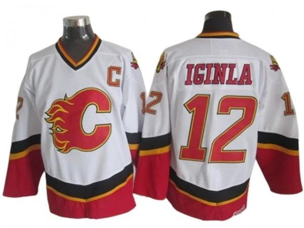 Calgary Flames #12 Jarome Iginla White 2007 Vintage CCM Jersey by Hockey David