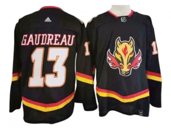 Calgary Flames #13 Johnny Gaudreau Black Reverse Retro Jersey by Hockey David