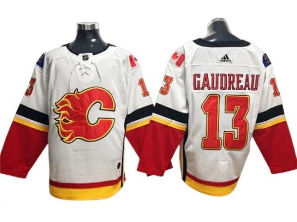 Calgary Flames #13 Johnny Gaudreau White Jersey by Hockey David