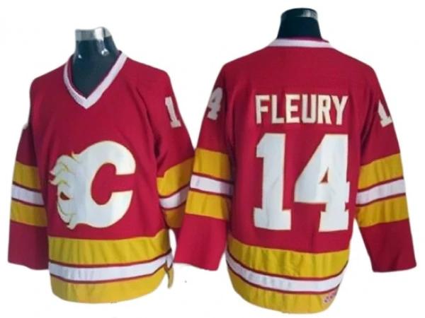 Calgary Flames #14 Theoren Fleury Red 1989 Vintage CCM Jersey by Hockey David