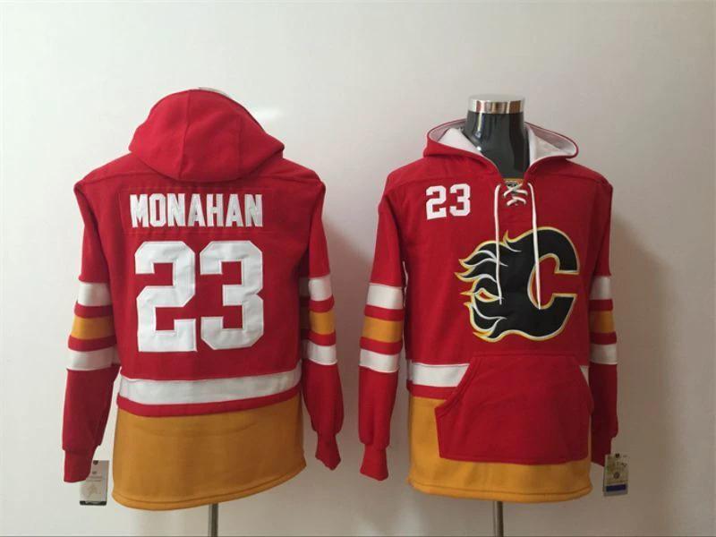Calgary Flames #23 Sean Monahan Pullover Hoodie by Hoodie Pullover
