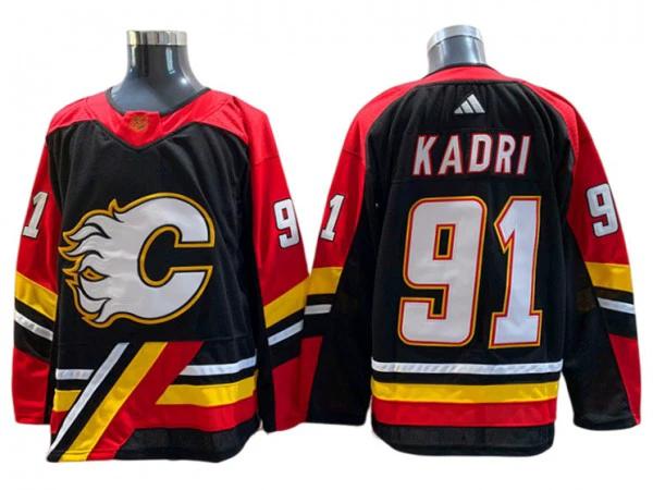 Calgary Flames #91 Nazem Kadri Black Reverse Retro 2.0 Jersey by Hockey David