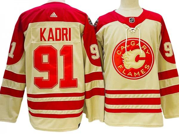 Calgary Flames #91 Nazem Kadri Cream 2023 Heritage Classic Jersey by Hockey David