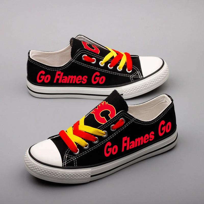 Calgary Flames Low Top Canvas Sport Sneakers Shoes For Men Women Fans by Crocs