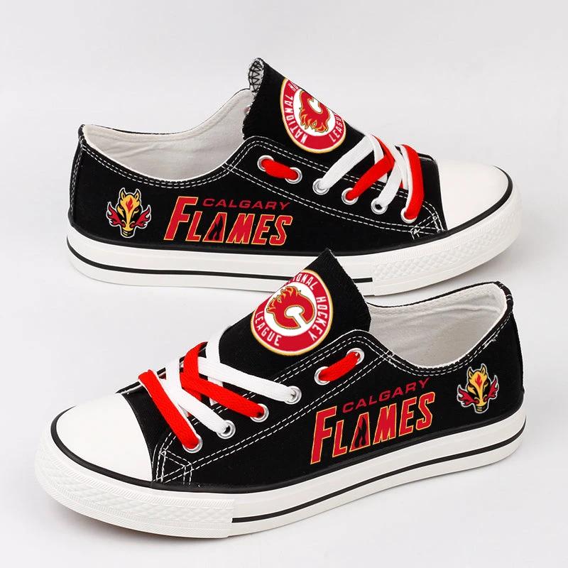Calgary Flames Low Top Canvas Sport Sneakers Shoes For Men Women Fans by Crocs