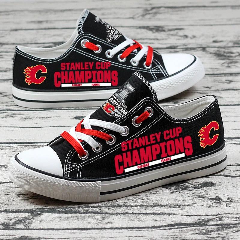 Calgary Flames Low Top Canvas Sport Sneakers Shoes For Men Women Fans by Crocs