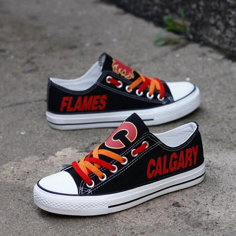 Calgary Flames Low Top Canvas Sport Sneakers Shoes For Men Women Fans by Crocs